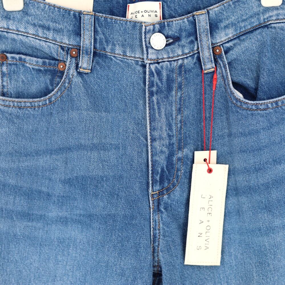 Alice and Olivia Women Avery Blue Denim Weezy High Rise Wide Leg Jeans Size 25 - Picture 8 of 14